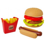 Súprava fastfoodu - hamburger, hot-dog, lievance